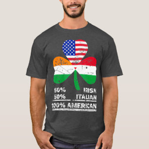 T-shirt Drapeau américain 50 demi irlandais demi-italien
