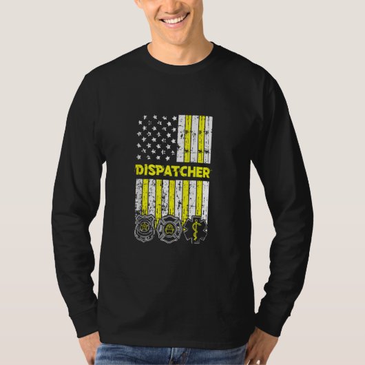 T-shirt Drapeau Américain 911 Exploitant Dispatch Er Polic (Devant)