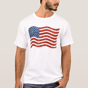 T-shirt drapeau américain à impression fausse séquence