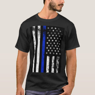 T-shirt Drapeau américain affligé de style de police