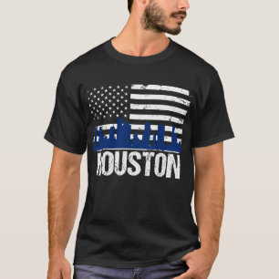 T-shirt Drapeau américain affligé par horizon de Houston