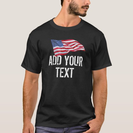 T-shirt Drapeau américain "Ajouter votre texte" (Devant)