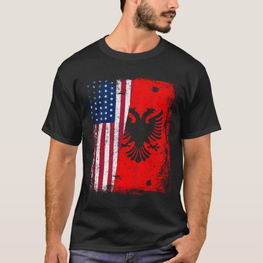 T-shirt Drapeau américain ALBANIAN ROOTS Red Eagle ALBANIA (Devant)