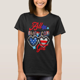 T-shirt Drapeau américain All American Girl 4 juillet Patr