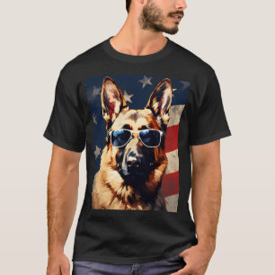 T-shirt Drapeau américain allemand Shepherd