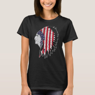 T-shirt Drapeau américain Amérindien Chef traditionnel Ind