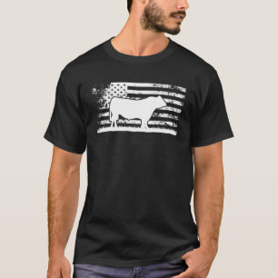 T-shirt Drapeau américain - Amérique Vache Noir Angus Ra