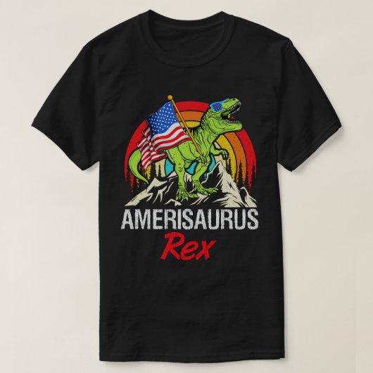 T-shirt Drapeau américain Amerisaurus Rex Dinosaur 4 juill (Design devant)