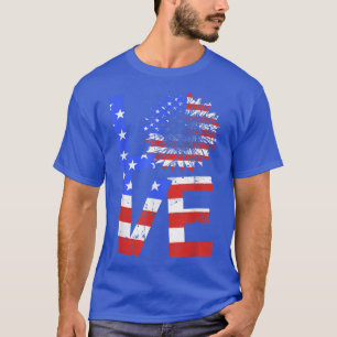 T-shirt Drapeau américain amour tournesol 4 juillet c