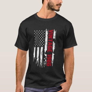 T-shirt Drapeau américain année de naissance 1986 pour ann