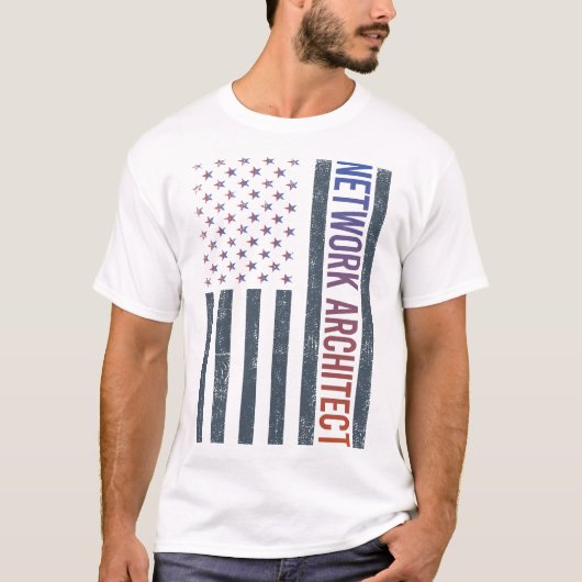 T-shirt Drapeau Américain - Architecte de Réseau (Devant)