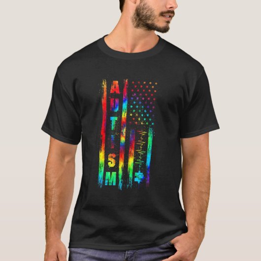 T-shirt Drapeau Américain Autisme Sensibilisation Tie Dye (Devant)