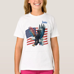T-shirt Drapeau américain avec American Eagle Girl's