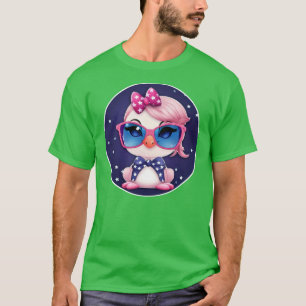 T-shirt Drapeau américain avec Flamant rose Cartoon-14484