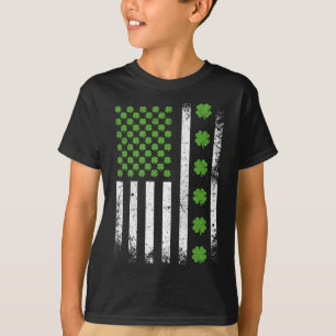 T-shirt Drapeau américain avec garçon shamrock