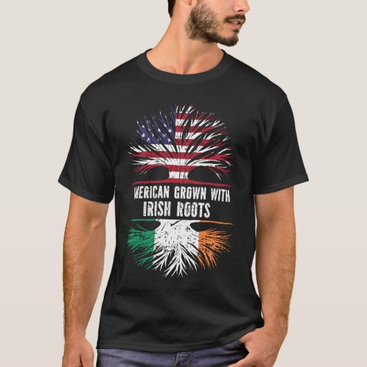 T-shirt Drapeau américain avec irlandais Roots USA (Devant)