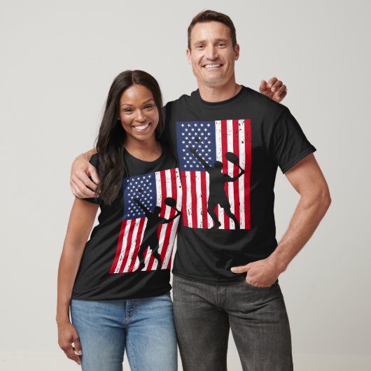 T-shirt Drapeau Américain Avec Joueur De Tennis USA (Unisexe)