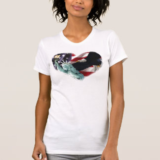 T-shirt Drapeau américain avec l'Américain Eagle et Madame