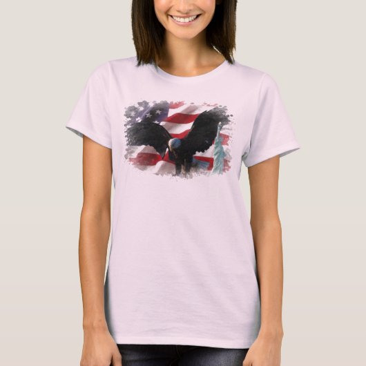 T-shirt Drapeau américain avec l'Américain Eagle et Madame (Devant)