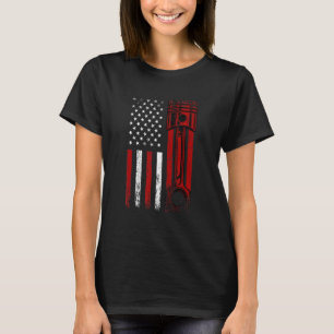 T-shirt Drapeau Américain Avec Moteur De Voiture Piston Gr