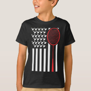 T-shirt Drapeau Américain Avec Navettes Drôle Badminton T