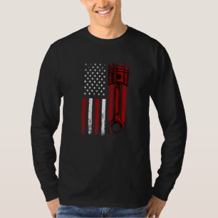 T-shirt Drapeau Américain Avec Piston Moteur De Voiture Gr