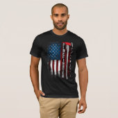 T-shirt Drapeau américain avec pompier et hache de couleur (Devant entier)
