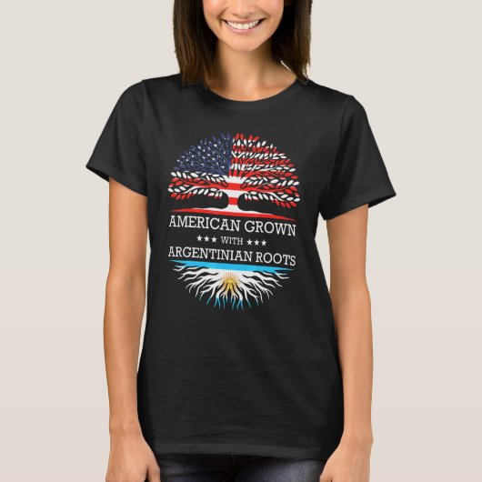 T-shirt Drapeau américain avec racines argentines (Devant)