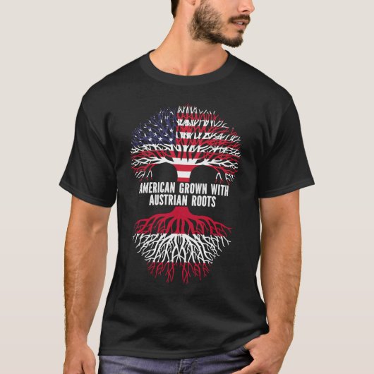 T-shirt Drapeau américain avec racines autrichiennes USA (Devant)