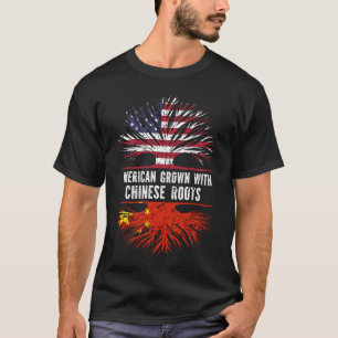 T-shirt Drapeau américain avec racines chinoises USA