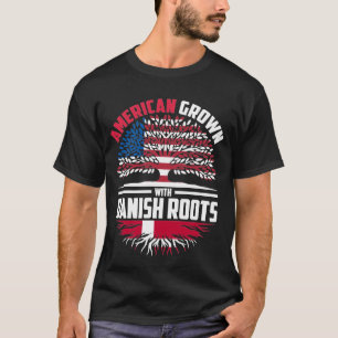 T-shirt Drapeau américain avec racines danoises Danemark F