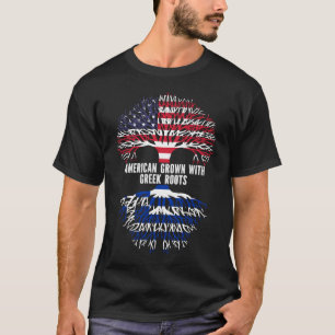 T-shirt Drapeau américain avec racines grecques USA