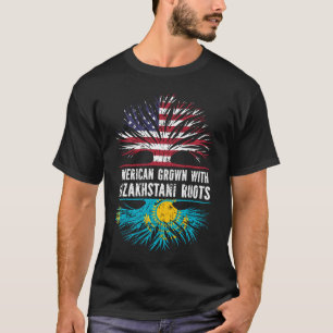 T-shirt Drapeau américain avec racines kazakhes USA