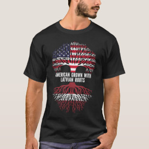 T-shirt Drapeau américain avec racines lettones USA
