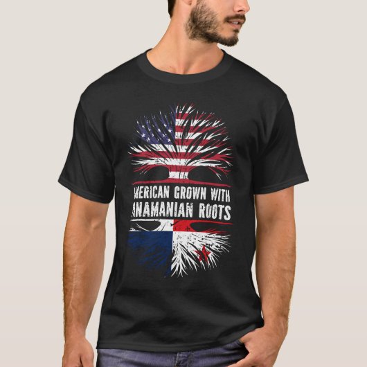 T-shirt Drapeau américain avec racines panaméennes USA (Devant)