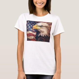 T-shirt Drapeau Américain avec Tête d'Aigle Américain
