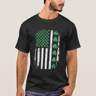 T-shirt Drapeau américain avec trèfles pour la Saint-Patri