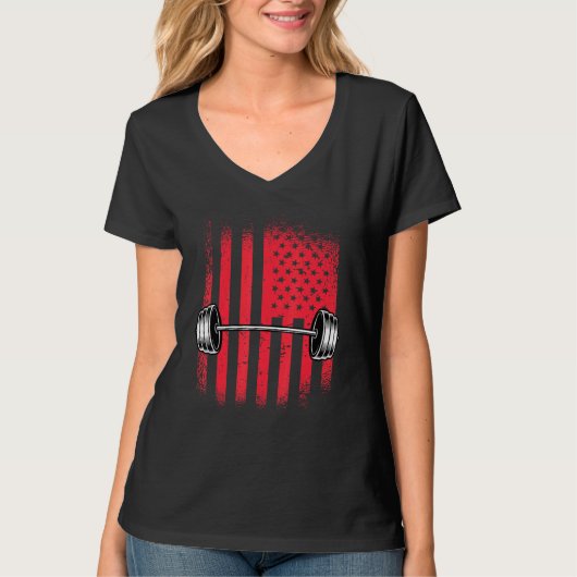 T-shirt Drapeau américain Barbell (Devant)