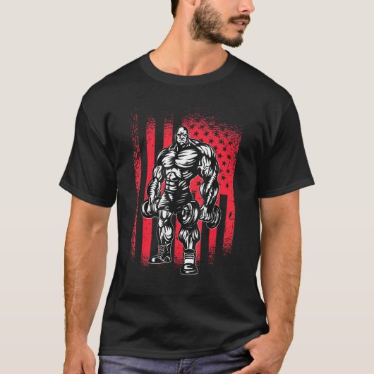 T-shirt Drapeau américain Barbell 3 (Devant)