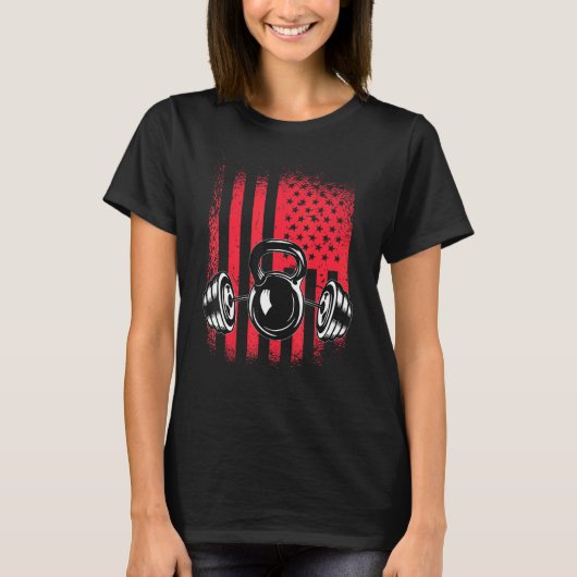 T-shirt Drapeau américain Barbell 4 (Devant)
