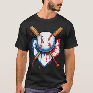 T-shirt Drapeau Américain Baseball Fans Conception Balle B