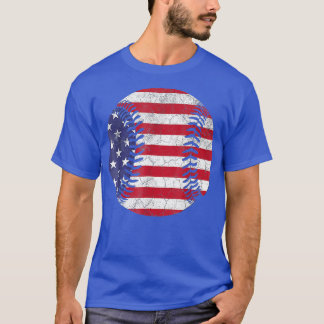 T-shirt Drapeau Américain Baseball TJuly 4th USA Pour Homm