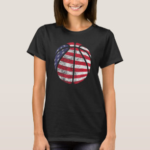 T-shirt Drapeau Américain Basketball Patriotique Pour Homm