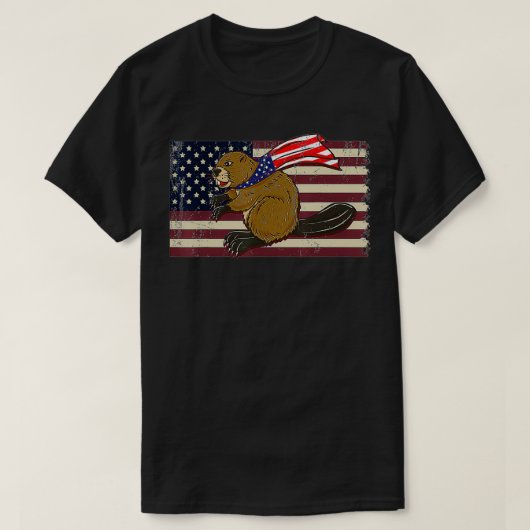 T-shirt Drapeau américain Beaver (Design devant)