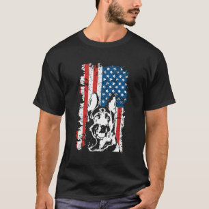 T-shirt Drapeau américain berger allemand