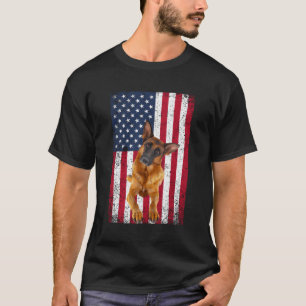 T-shirt Drapeau Américain Berger Allemand Lover Funny 4E D