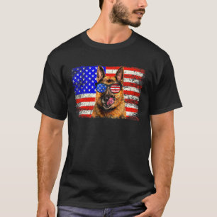 T-shirt Drapeau Américain Berger Allemand Usa Awesome