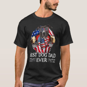 T-shirt Drapeau américain Best Chien Papa Jamais American 
