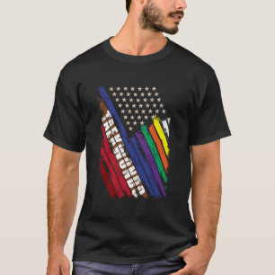 T-shirt Drapeau américain Blanc Ceinture noire Couleurs Ta
