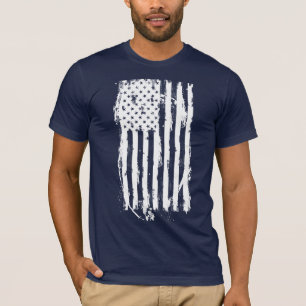 T-shirt Drapeau Américain blanc déprimé